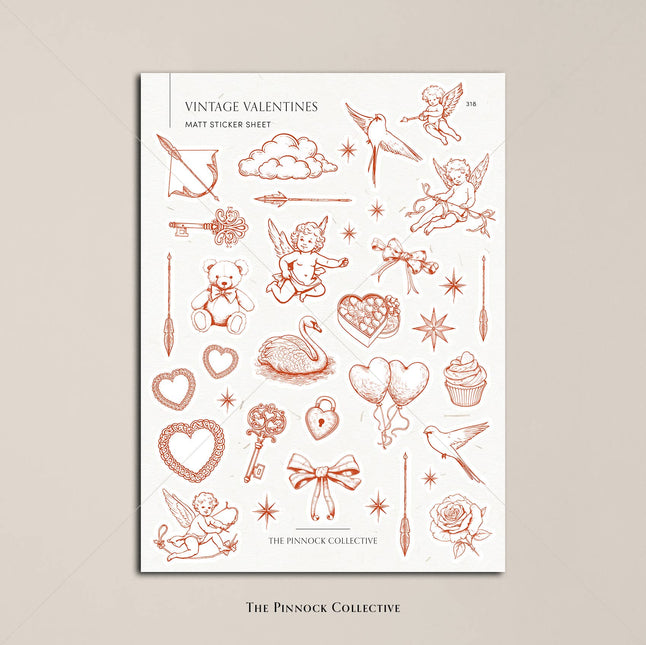 Vintage Valentine Themed Stickers