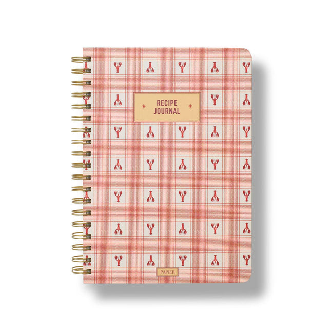Lobster Gingham B5 Spiral Recipe Journal
