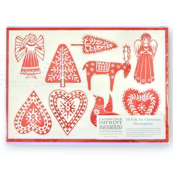 Cambridge Imprint 18 Folk Art Christmas Decorations