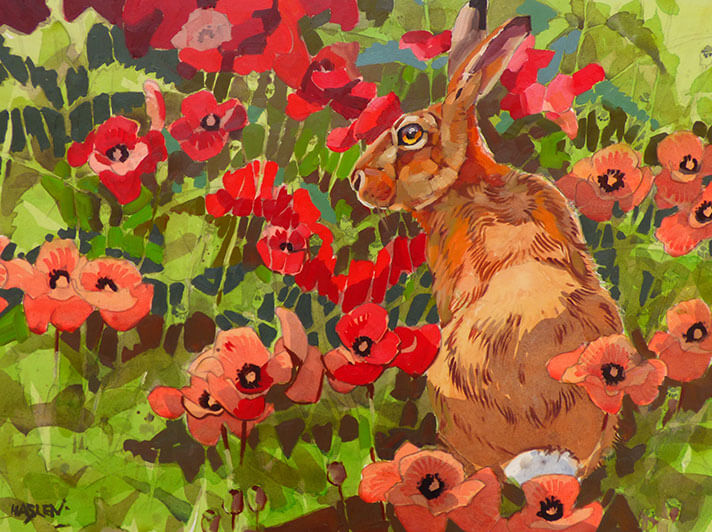 Orwell Press Hare and Poppies Card