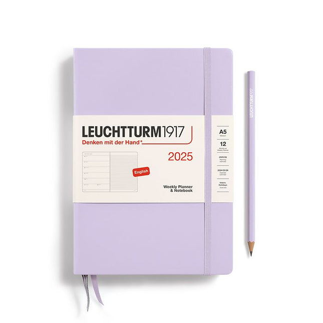 Leuchtturm1917 A5 Hardcover Weekly Planner and Notebook 2025 Lilac